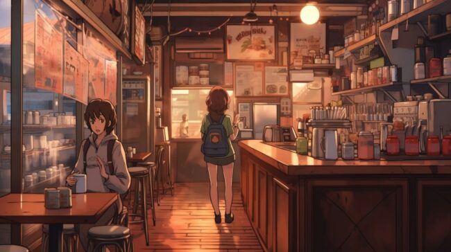 Internal Cafe Scene Lofi Background