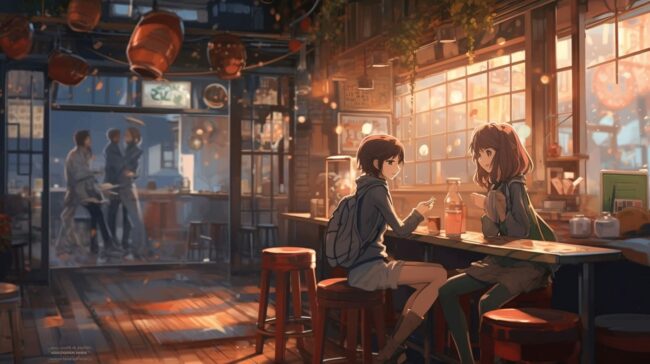 Internal Cafe Scene Lofi Background Wallpaper