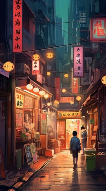 Japanese Street Scene Lofi Wallpaper