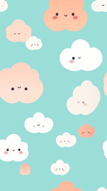 Kawaii Cloud Pattern Pastel Wallpaper