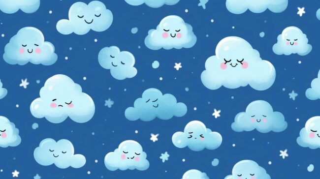 Kawaii Clouds Blue Aesthetic Wallpaper For Desktop