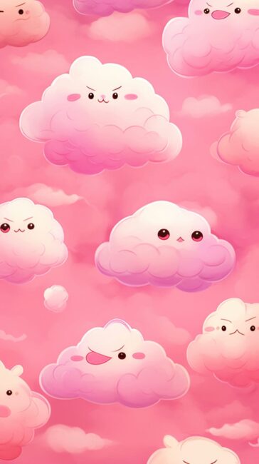 Kawaii Clouds Cute Pink Wallpaper