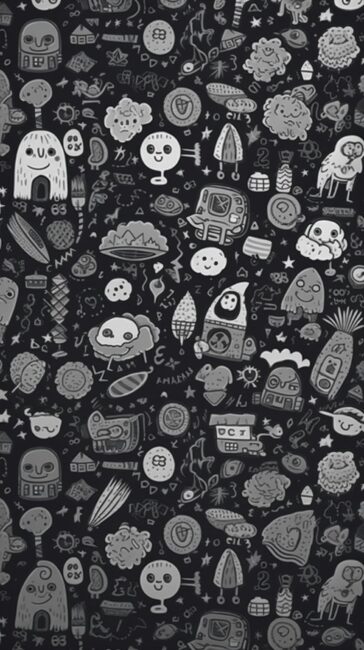 Kawaii Doodle on a Dark Wallpaper