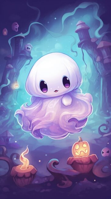 Kawaii Ghost Cute Halloween Wallpaper