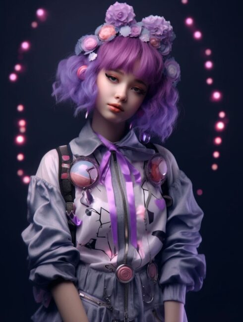 Kawaii Girl Purple Aesthetic Wallpaper