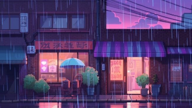 Kawaii Japanese Street Lofi Background
