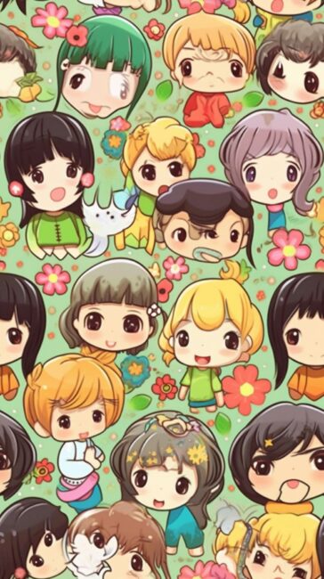Kawaii Pattern Anime Wallpaper iPhone
