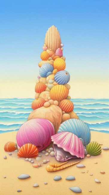 Kawaii Shells Beach Wallpaper iPhone