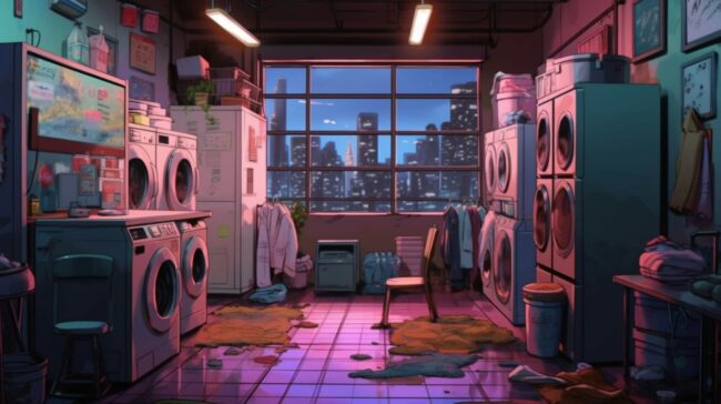 Laundry Room at Night Lofi Background