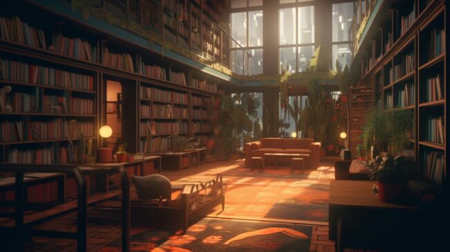 Light Shining in Library Lofi Background