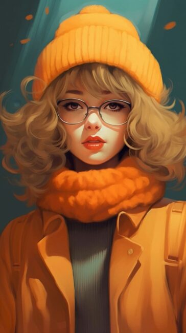 Lofi Girl Pastel Orange Background