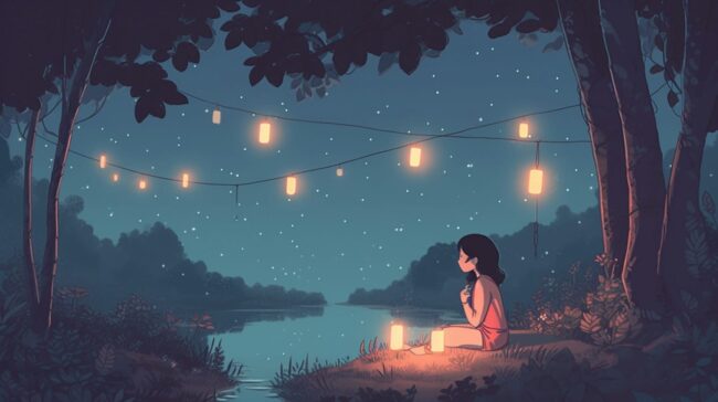 Lofi Scene with Lanterns Lofi Background