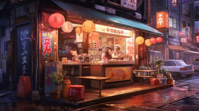 Lofi Street Stall Scene Lofi Background
