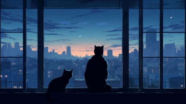 Looking out at the Night City Lofi Background