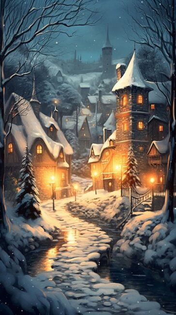 Magical Village Winter Wallpaper