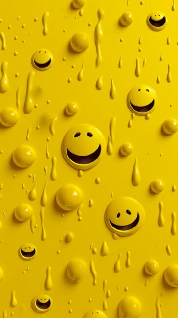 Melting Yellow Smiley Face Yellow Background