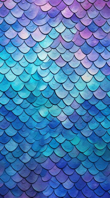 Mermaid Pattern Blue Aesthetic Wallpaper