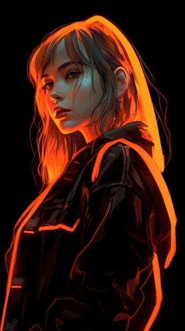 Neon Girl orange Background
