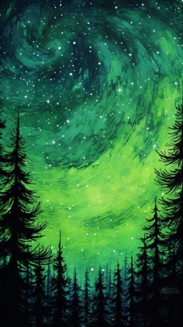Night Sky Aesthetic Green Wallpaper