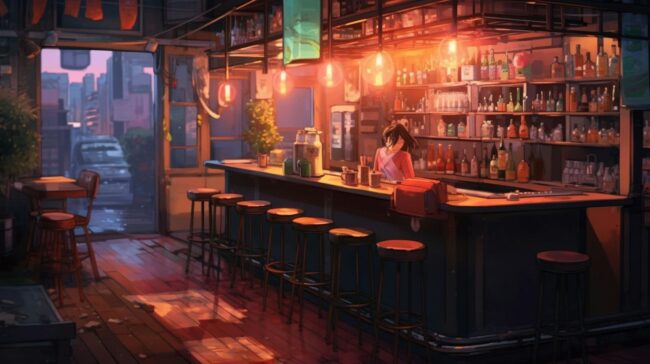 Night time Bar Scene Lofi Background
