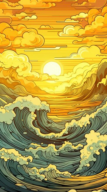 Ocean Waves Yellow Background