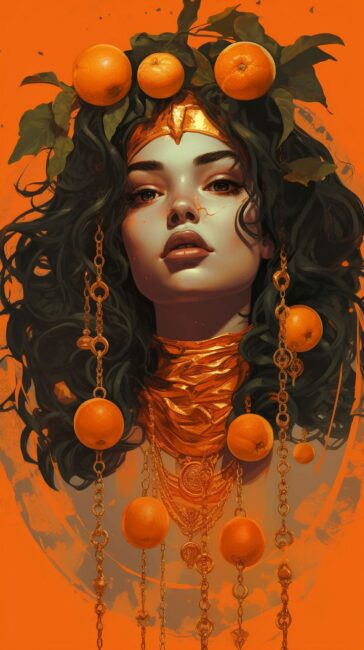 Oranges and Girl Orange Background