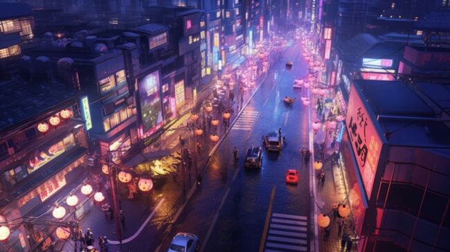 Over Head Scene of City Streets Lofi Background