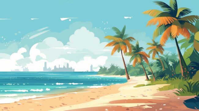 Palm Trees on the Beach Wallpaper