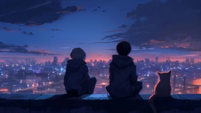 People Looking over the City Lofi Background