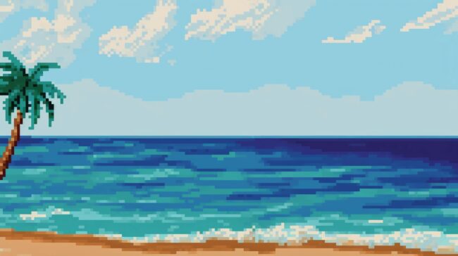 Pixel Art Scene Beach Background