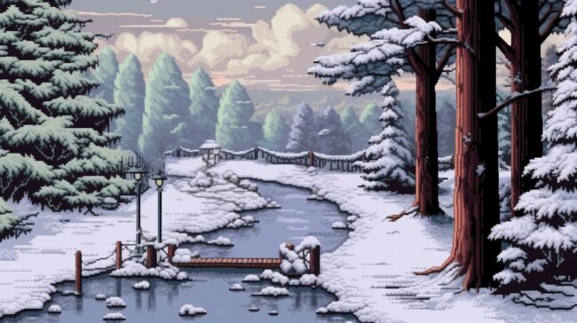 Pixel Park Winter Background