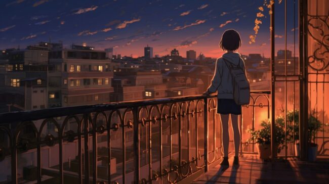 Pretty Balcony Scene Lofi Background