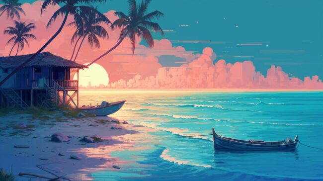 Pretty Beach Aesthetic Lofi Wallpaper
