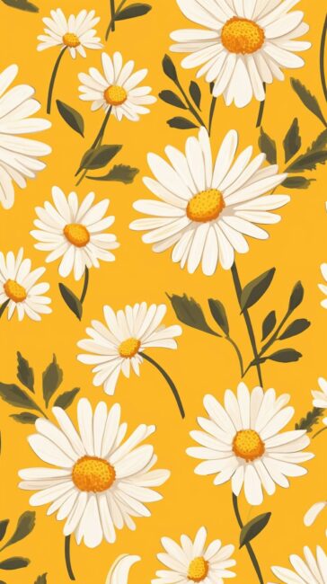 Pretty Daisy Aesthetic Yellow Background