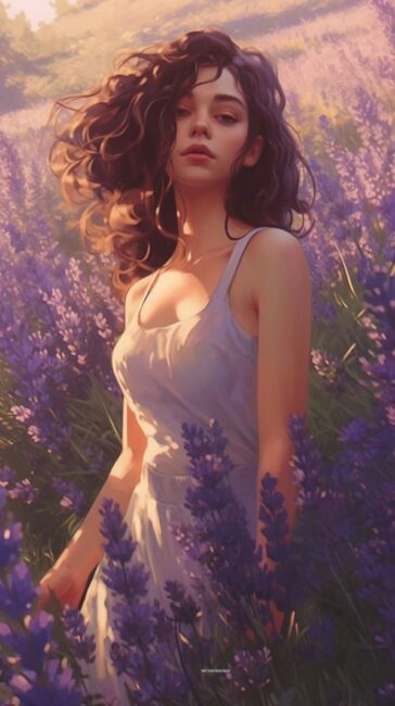 Pretty Girl Light Purple Background