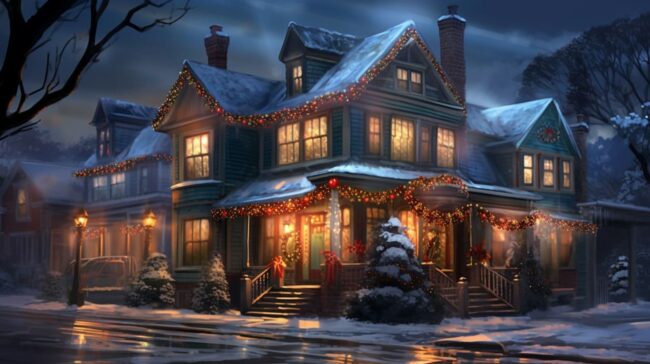 Pretty House Christmas Background