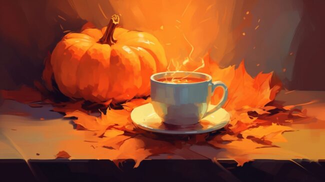 Pumpkin and Hot Coffee Fall Aesthetic Wallpaper