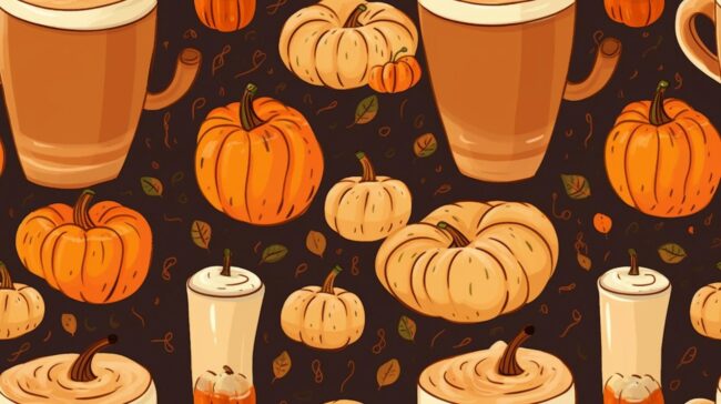Pumpkins and Coffee Fall Wallpaper