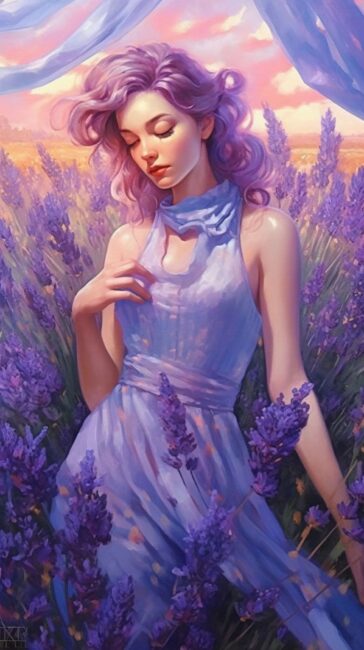 Purple Aesthetic Wallpaper of Girl in Lavender