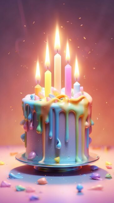 Rainbow Cake Birthday Background