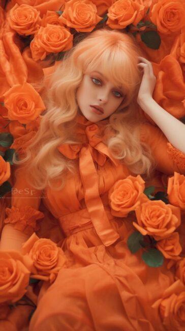 Rose Aesthetic Orange Background