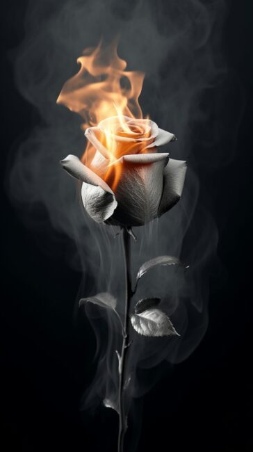 Rose Burning Grey Background