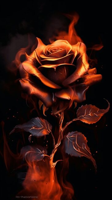 Rose on Fire Background