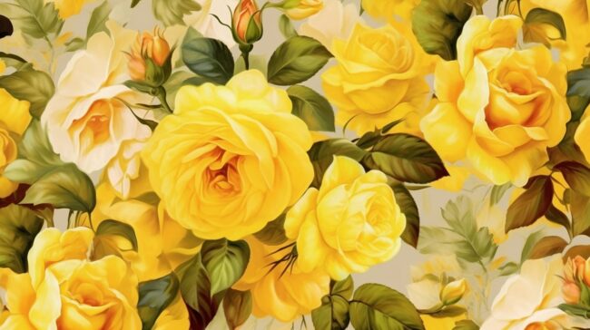 Roses on a Yellow Background for Desktop