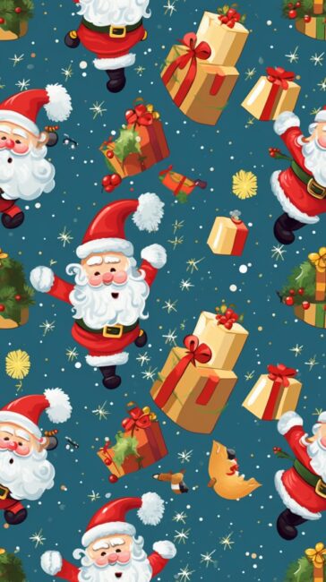 Santa Pattern Cute Christmas Wallpaper