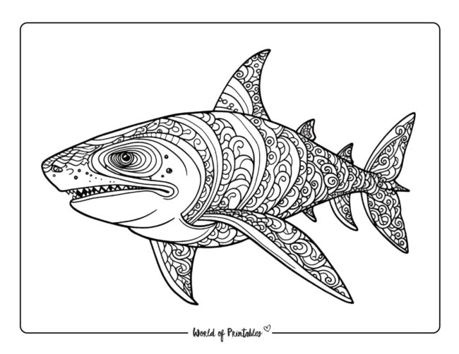 Printable Shark Coloring Pages For Adults Printable Shark Coloring Pages For Adults