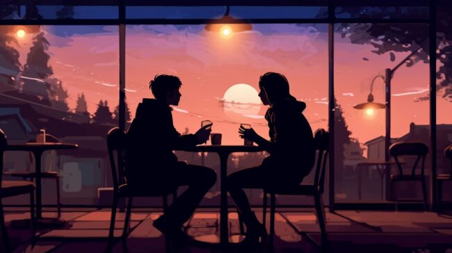 Silhouette Outdoor Cafe Scene Lofi Background