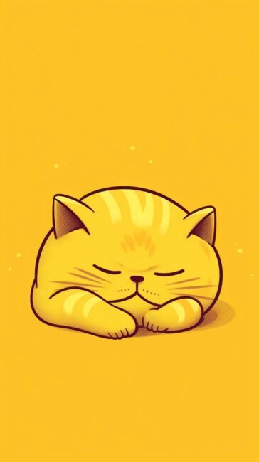 Sleeping Cat Yellow Background