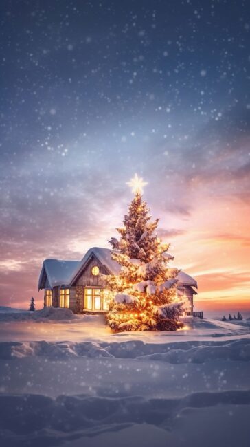 Snow Kissed House Christmas Background