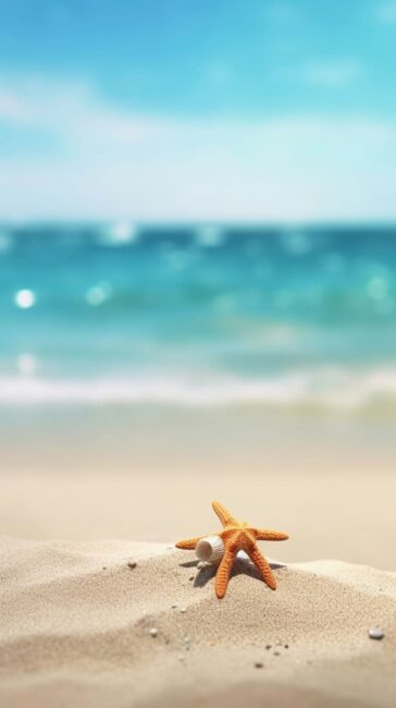 Starfish on the Sand Beach Wallpaper iPhone
